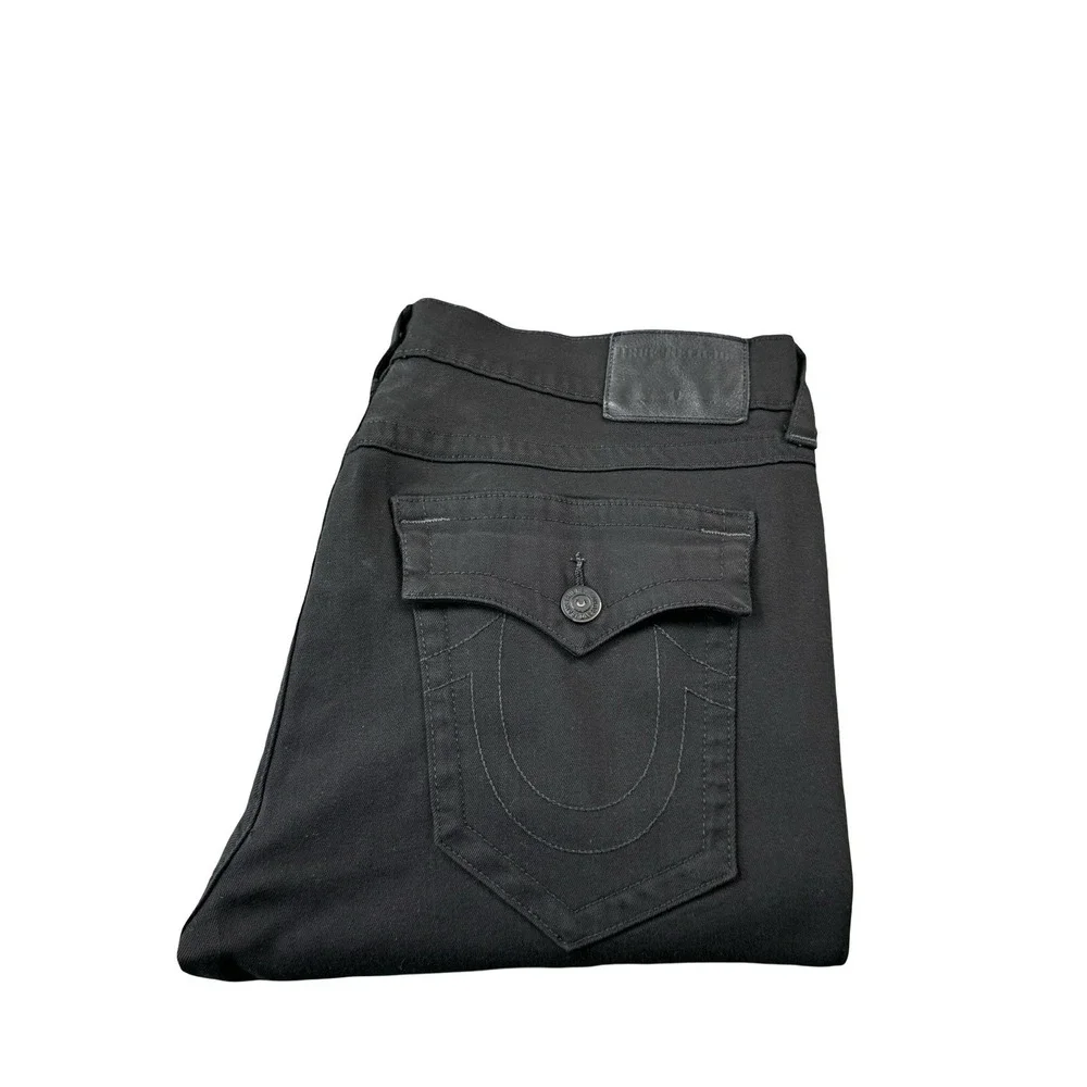 True Religion Black Stitch Geno Denim Straight Fit Jeans Size 38x31